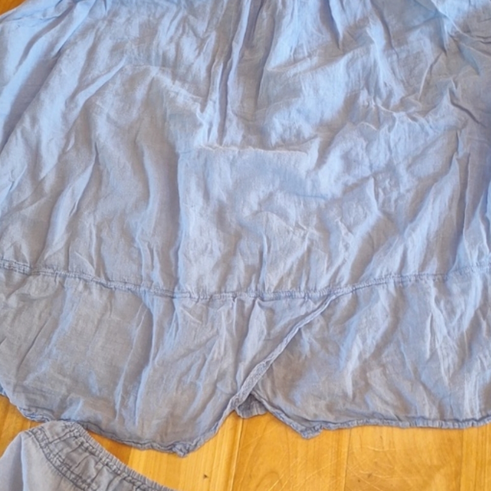Free People Heat Of The Night 2 Piece Loungewear Set Top XS Pants L Chambray - Picture 8 of 8